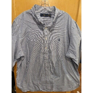 Ralph‎ Lauren Mens XL 18 Plaid Button Down Shirt Long Sleeve Missing Top button